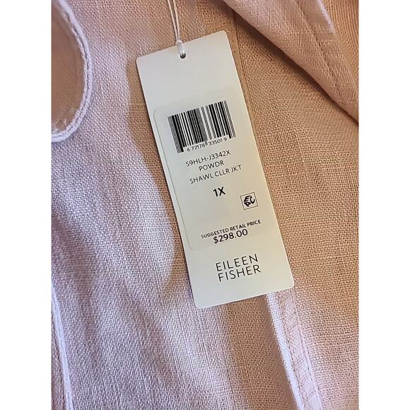 New Eileen Fisher Pink Organic Linen Shawl Collar Jacket Plus 1x - Picture 7 of 10